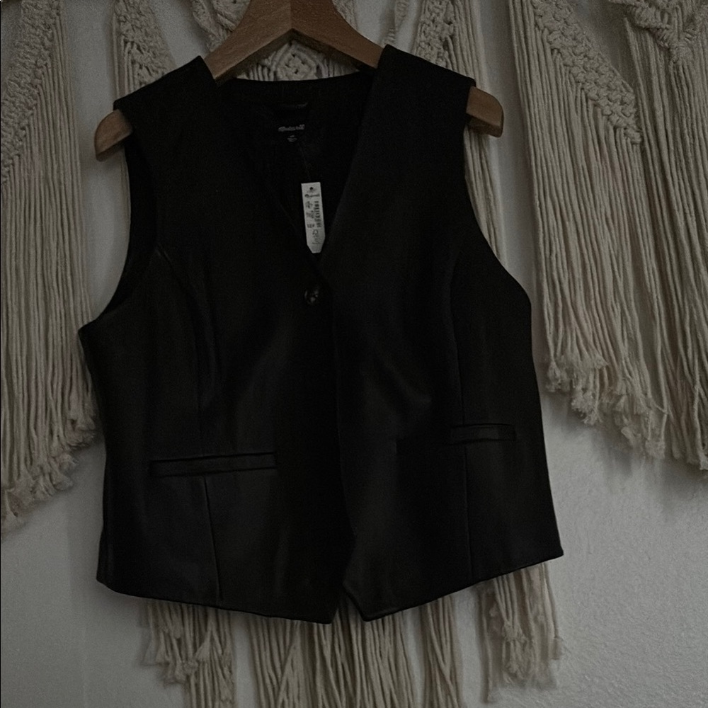 Madewell Black leather vest